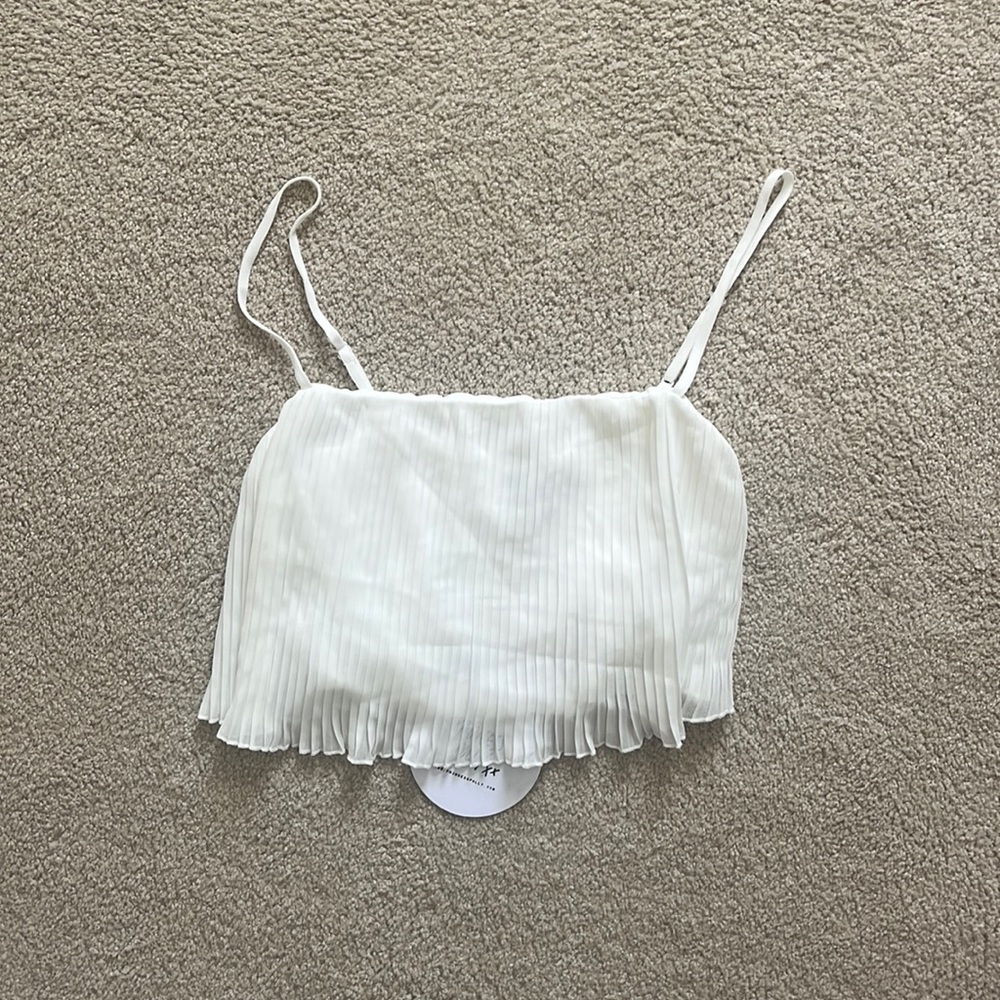 Princess Polly Pleated White Tank Top